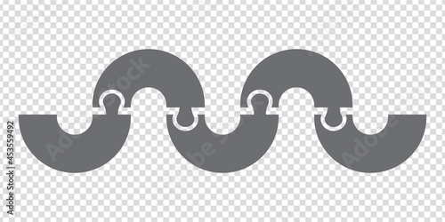 Simple icon puzzles in gray. Simple icon puzzle arc of the five elements  on transparent background for your web site design, app, UI. EPS10.