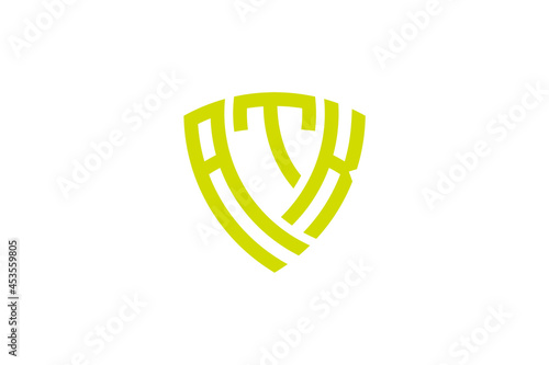 atk creative letter shield logo design vector icon illustration	
