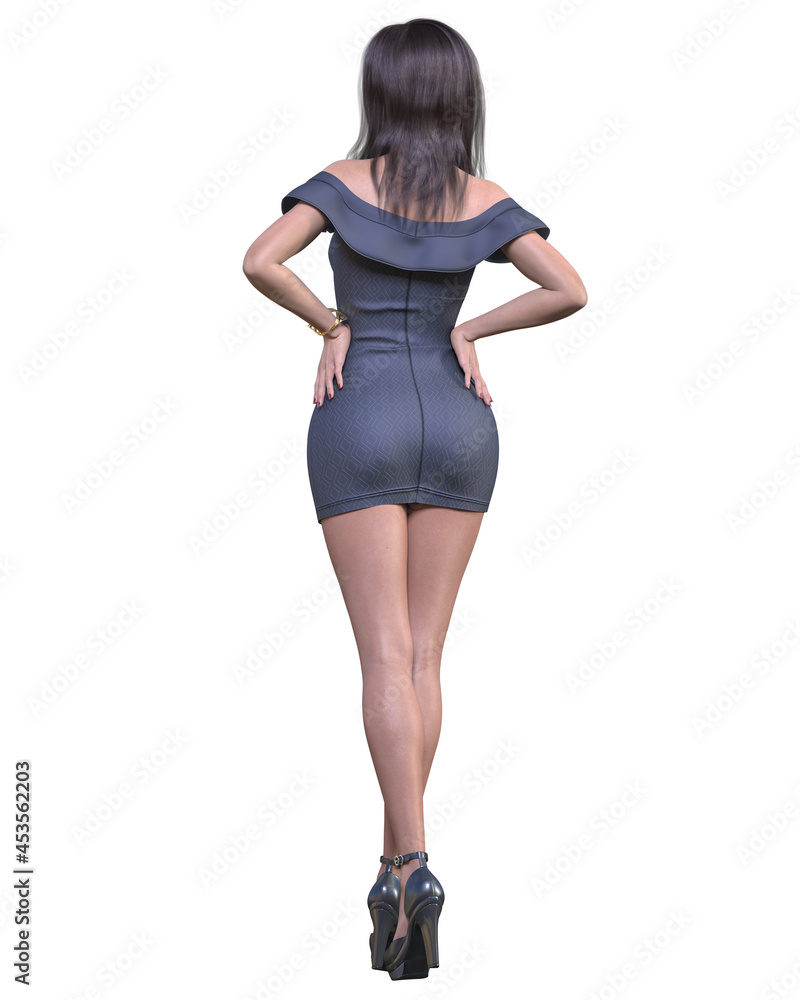 Beautiful brunette woman in short evening dress. Beautiful brunette woman in short evening dress.