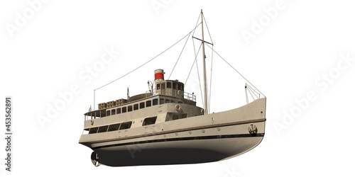 Φωτογραφία Steamship 3d illustration isolated on white background