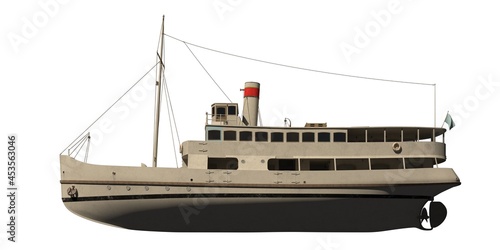 Картината върху платно Steamship 3d illustration isolated on white background
