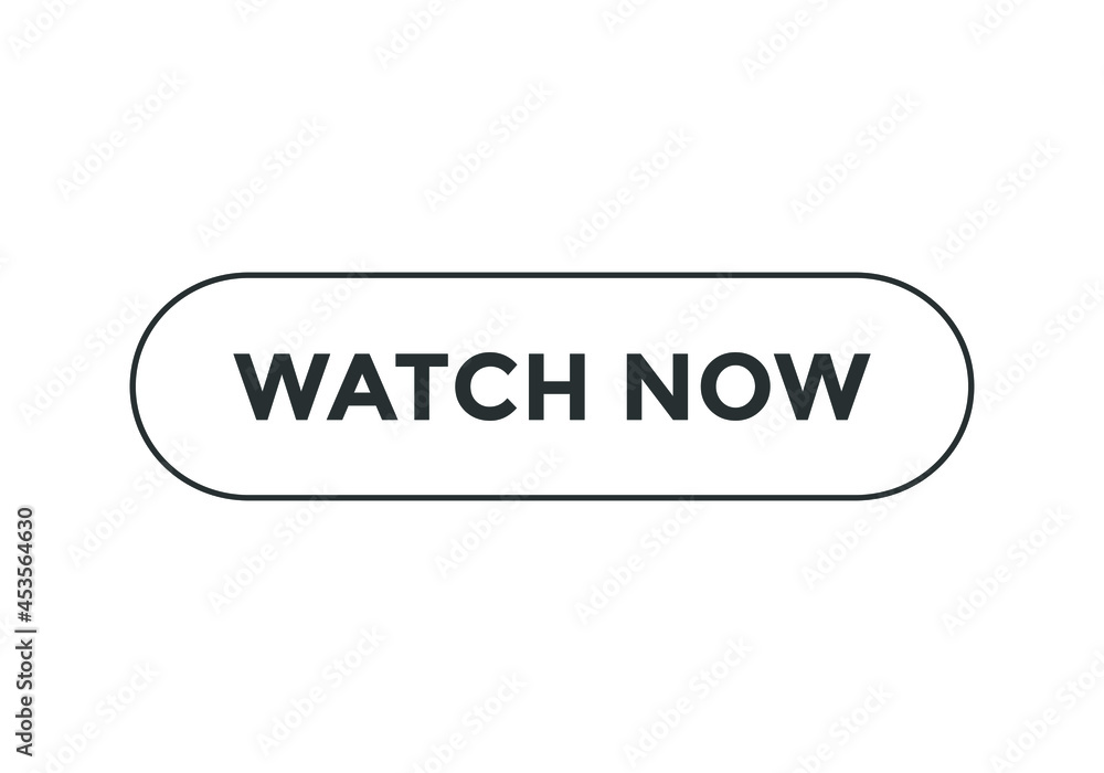 watch now text sign icon. rounded stroke black color. sign icon