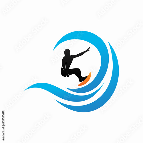 Surfer man logo template design