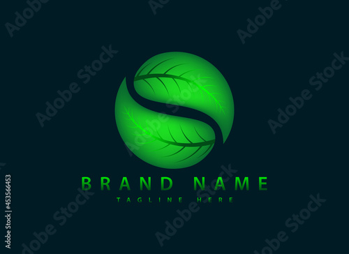 Vector logo where abstract image of 3 betel leaves with circular leaves