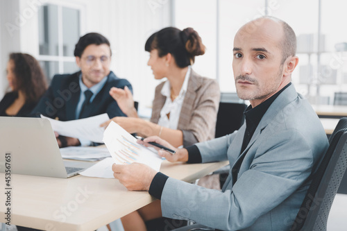 Portrait of businesswoman smiling working with diversity business group of people in office, Working woman and collaboration concept