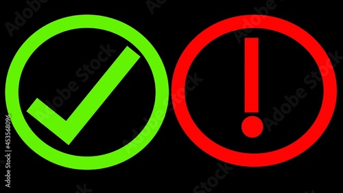 Konstfotografi Do and Don't or Good and Bad Icons isolated on black background