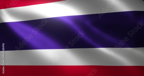 Thailand Flag, Thai flag with waving folds, close up view, 3D rendering photo