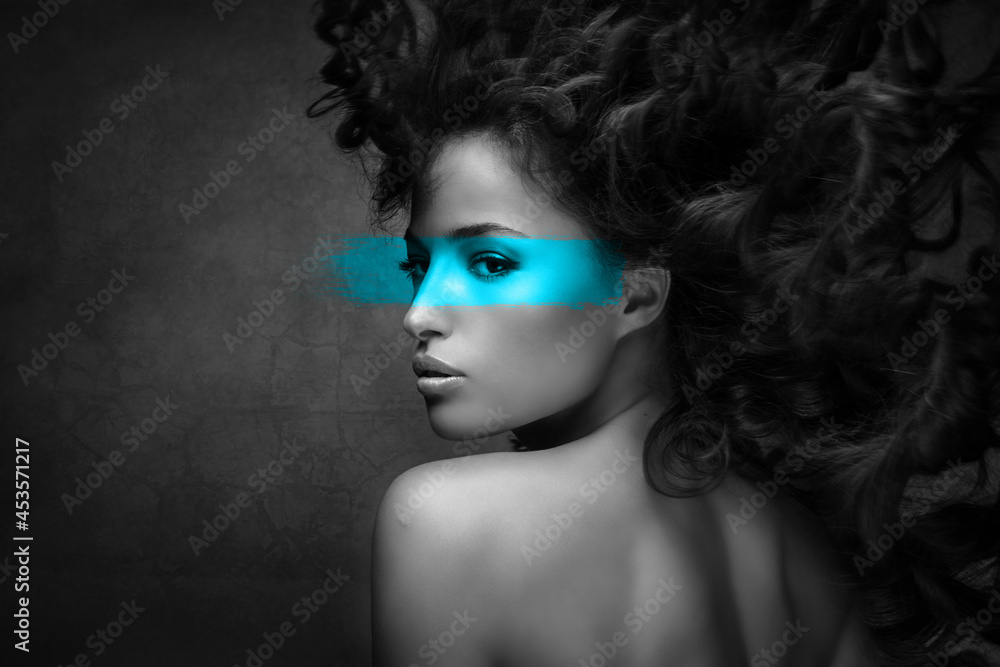 black hair woman shot with hair in motion black hair woman shot with hair in motion
