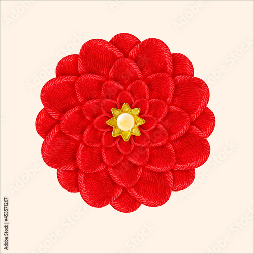 つまみ細工で作られた花のグラフィックとピンクのベクター背景