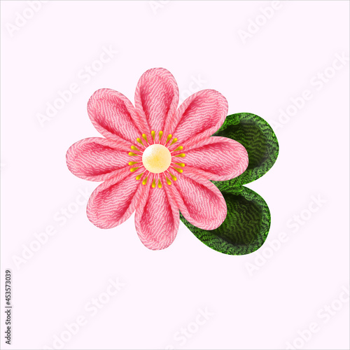 つまみ細工で作られた花のグラフィックとピンクのベクター背景