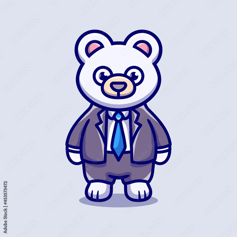 cute businessman boss polar bear cartoon illustration cute businessman boss polar bear cartoon illustration