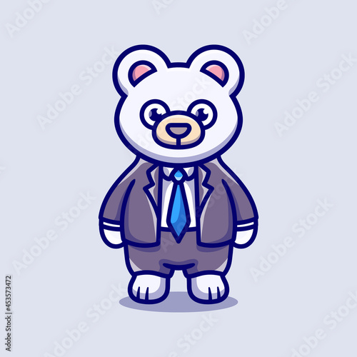 cute businessman boss polar bear cartoon illustration