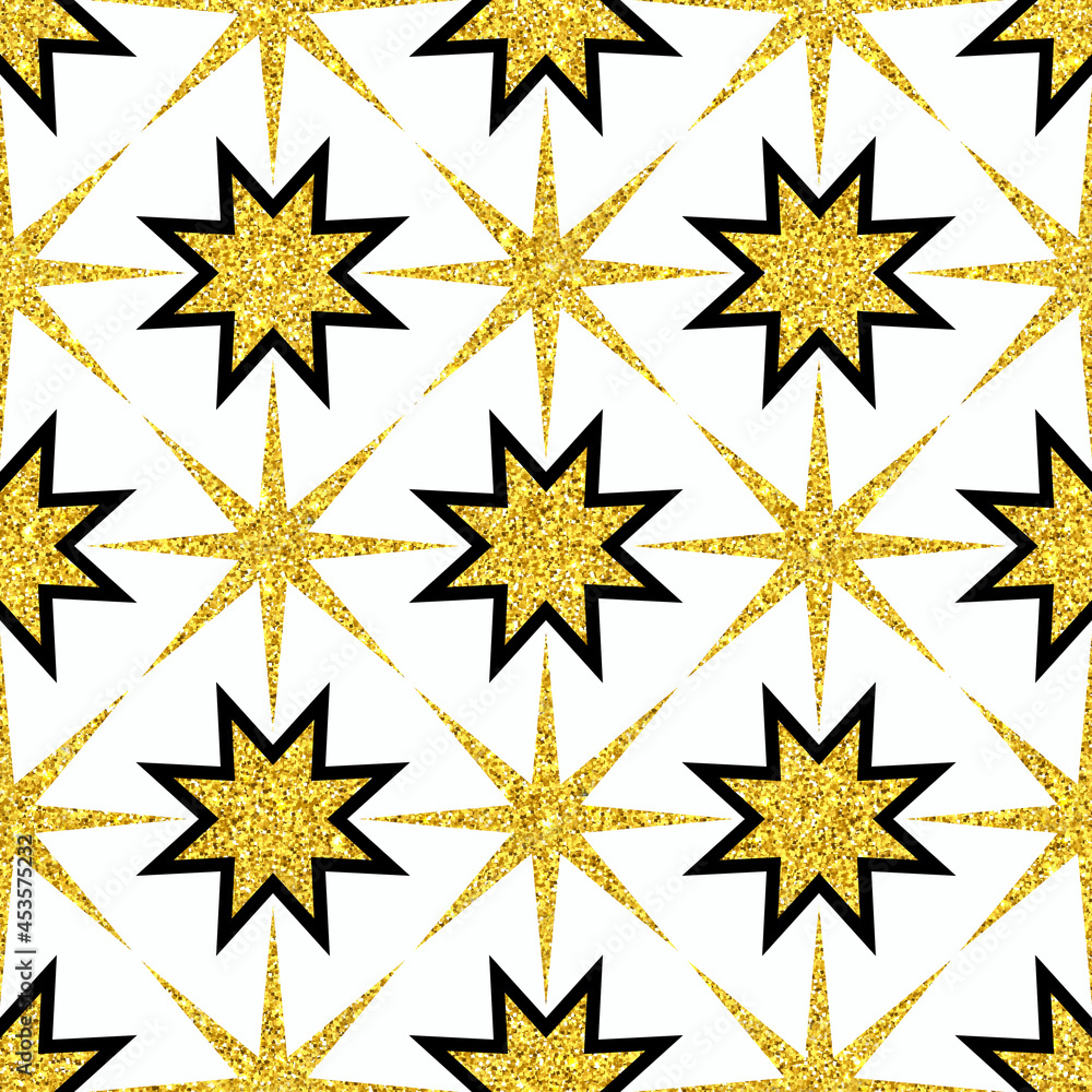 Digital scrapbooking paper with shiny gold stars. Seamless pattern Digital scrapbooking paper with shiny gold stars. Seamless pattern