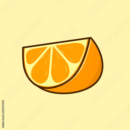 Orange fruit isolated vector illustration with outline cartoon style. can use for food menu elements, diet and vegetarian design, poster, banner, flyer, pamphlet, leaflet, brochure, catalog, icon