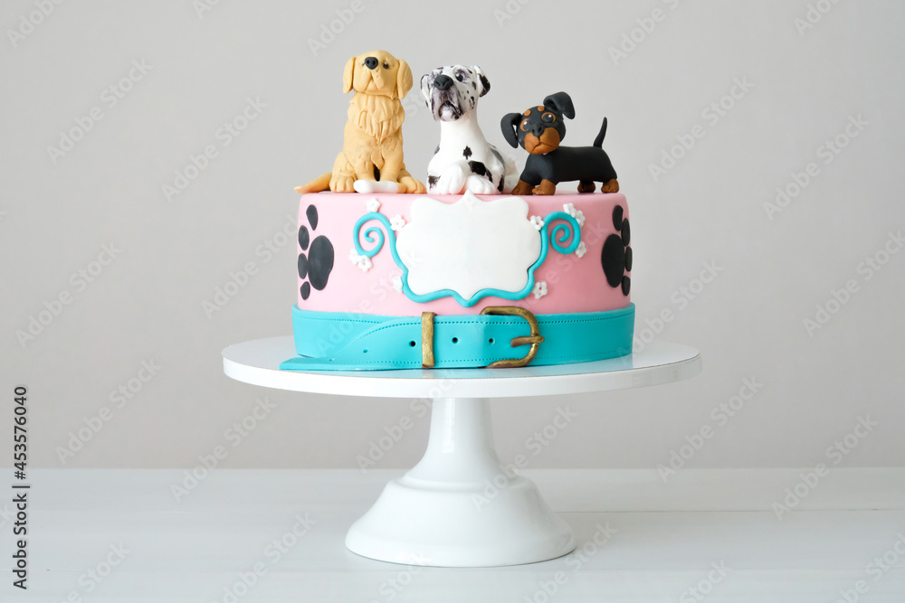 Birthday Cake Decorated With Dogs Collar And Footprints Stock Photo Adobe Stock Birthday Cake Decorated With Dogs Collar And Footprints Stock Photo Adobe Stock