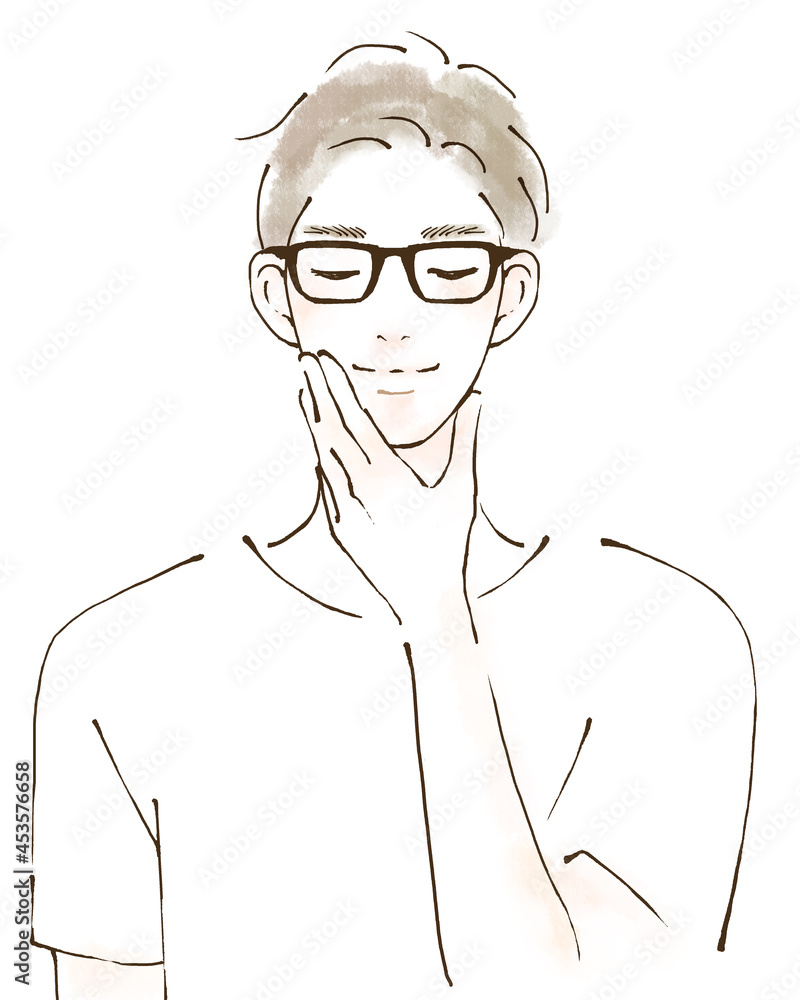 メガネをかけた男性のイラスト素材 メンズ美容 スキンケア Stock Illustration Adobe Stock