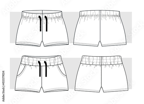 Summer jersey shorts set, Collection of technical sketches