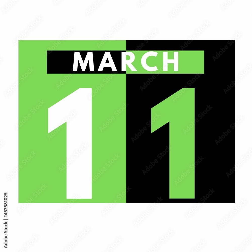 Fototapeta premium March 11 . Flat daily calendar icon .date ,day, month .calendar for the month of March
