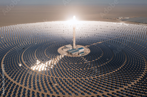 Photovoltaic power generation, solar Thermal Power Station in Dunhuang, China. photo