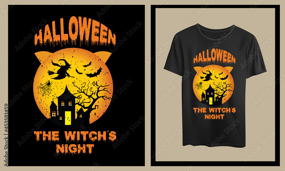 Halloween the Witch's Night t shirt design. Halloween the Witch's Night t shirt design.