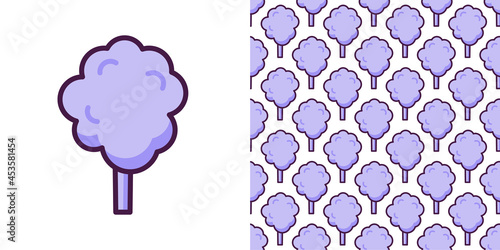 Cotton candy emoji vector character.