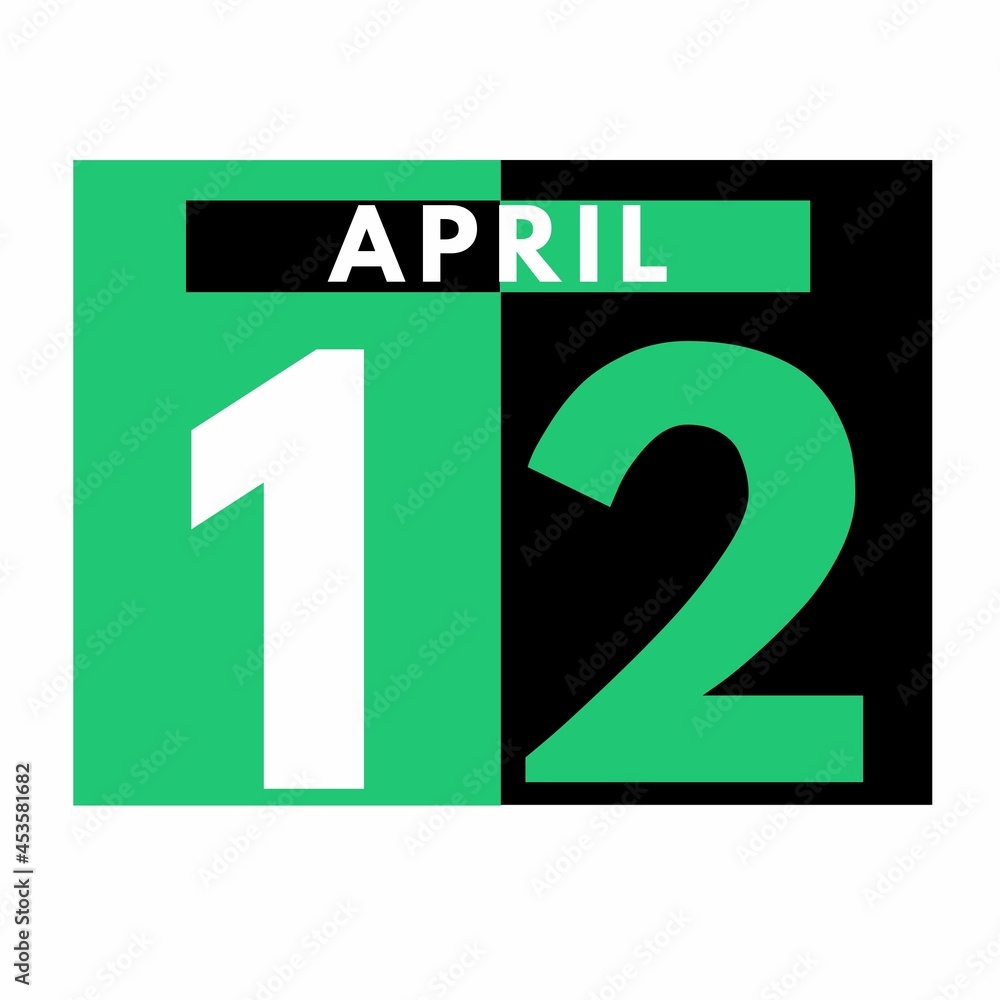 Fototapeta premium April 12 . Flat daily calendar icon .date ,day, month .calendar for the month of April