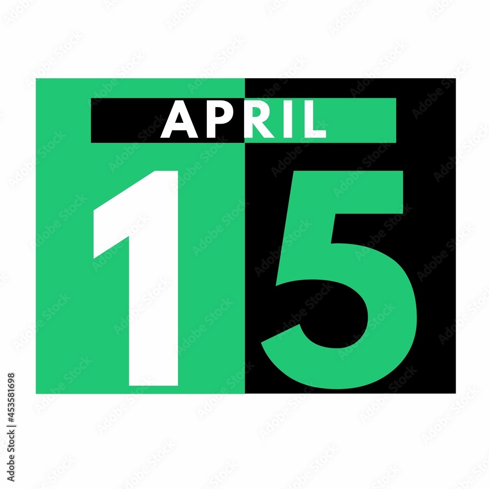 Fototapeta premium April 15 . Flat daily calendar icon .date ,day, month .calendar for the month of April