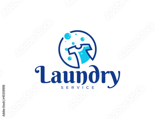 Modern laundry logo with clothes illustration