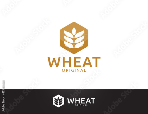 Golden Hexagonal wheat logo design