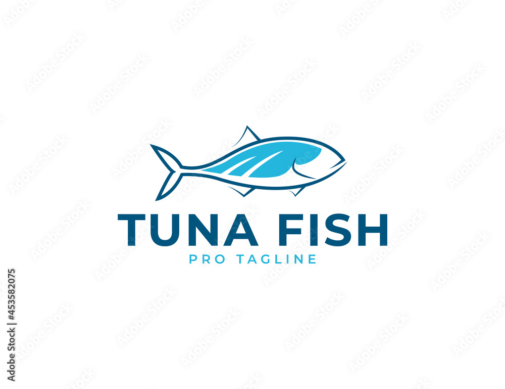 Fresh tuna fish seafood logo design template