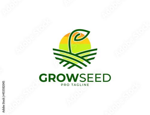 Growing seed with leaf logo illustration