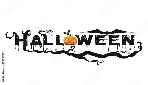 Abstract Happy Halloween Party Text Banner, Template Text for Halloween party. Vector illustration