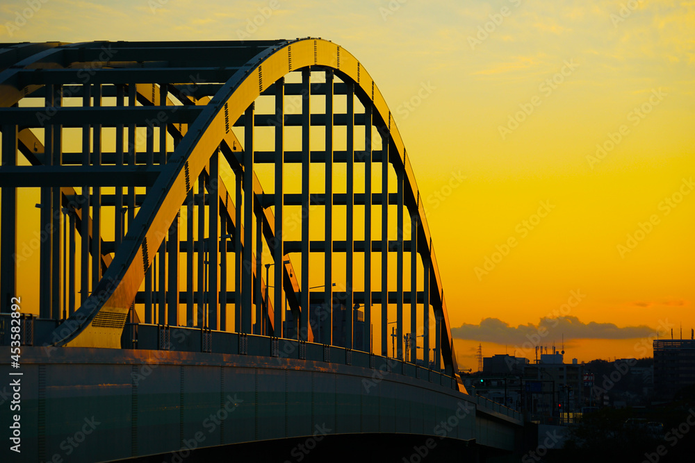 Obraz premium 多摩水道橋と夕暮れ