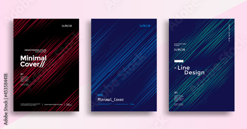 Minimal dynamic covers design with color simple lines. Gradient striped background for poster, flyer. Motion speed vector background in duotone color.