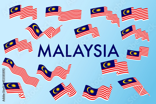 Waving flag vector art, icon, graphics and clipart. Graphical symbol of Merdeka or Independence Day and National Day Hari Malaysia.