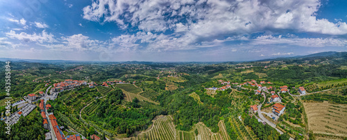 Smartno Townscape and Vineyards in Goriska Brda Countryside Region of Slovenia