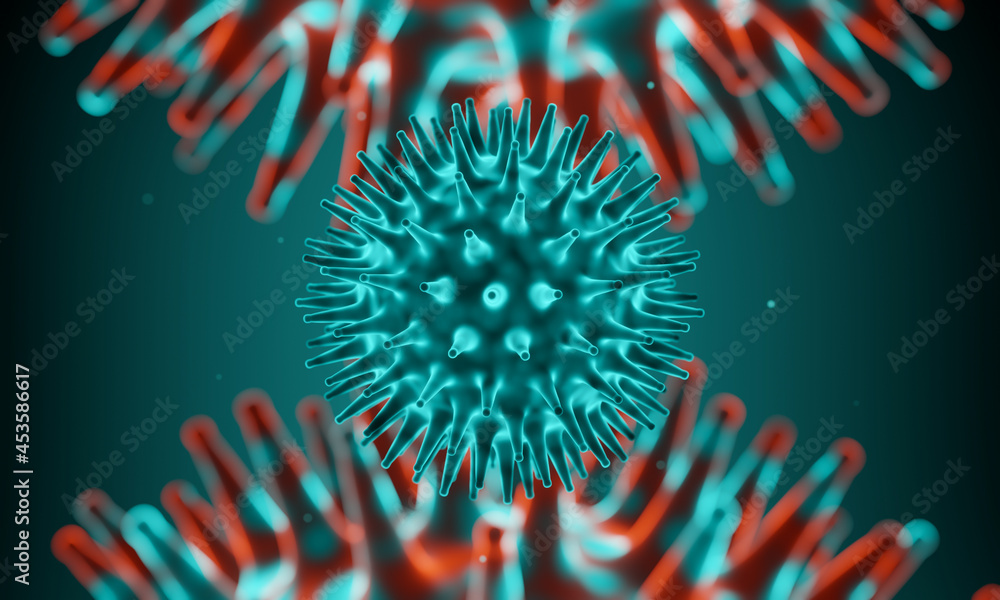 3D Microscopic Covid-19 pandemic. Virus mutation. 3D Microscopic Covid-19 pandemic. Virus mutation.