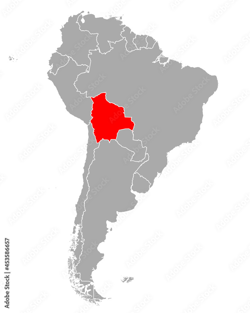 Karte von Bolivien in Südamerika Karte von Bolivien in Südamerika