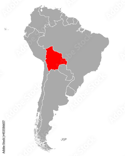 Karte von Bolivien in Südamerika