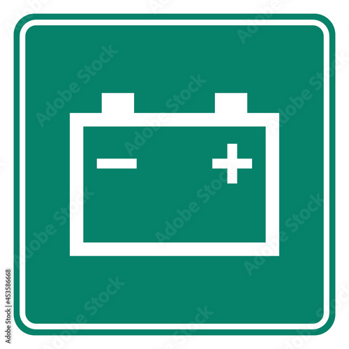 Autobatterie und Schild