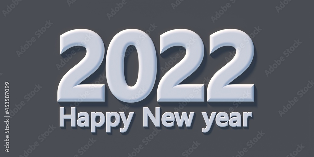 2022 Happy new year, white text against orange color background, Happy new year greeting card. 3d illustration 2022 Happy new year, white text against orange color background, Happy new year greeting card. 3d illustration