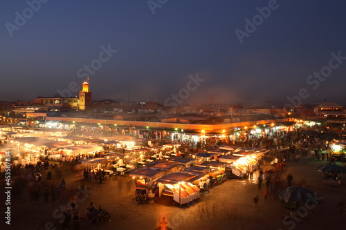 Djemaa el fna square at dusk, Marrakech, Morocco