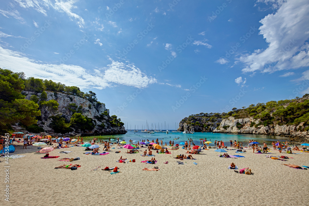 The beach of Cala Macarella in Menorca,Balearic Islands, Spain