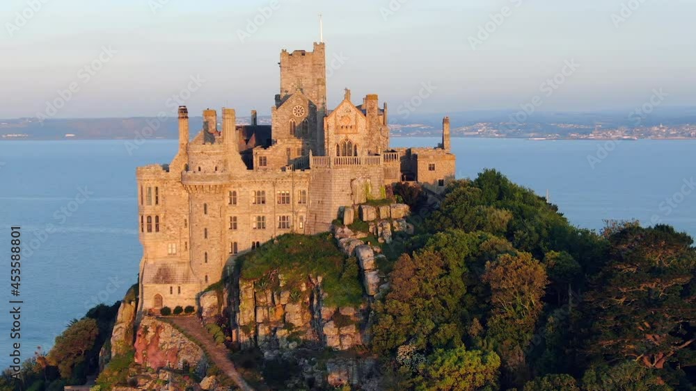Aerial view of Saint Michael's Mount, Marazion, near Penzance, Cornwall, England, United Kingdom Aerial view of Saint Michael's Mount, Marazion, near Penzance, Cornwall, England, United Kingdom