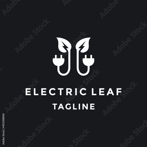 leaf flash energy electric logo design concept