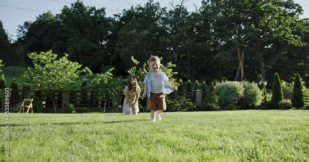 Toddler running and walking towards camera Toddler running and walking towards camera