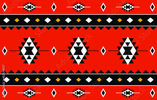 Geometric ethnic oriental seamless pattern traditional Design for background,carpet,wallpaper.clothing,wrapping,Batik fabric,Vector illustration.embroidery style - Sadu, sadou, sadow or sado photo