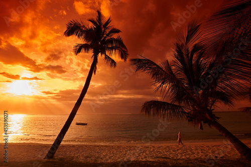 Red sunset in Le Morne Brabant  Mauritius