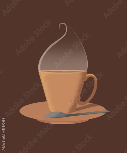 Hand drawn illustration. Cup of coffee. Drink design. Cards, poster, stickers.