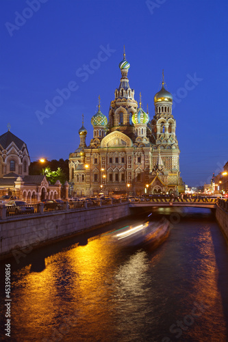 The Church of the Savior on Blood on the Griboedov Canal at dusk, Saint Petersburg, Russia